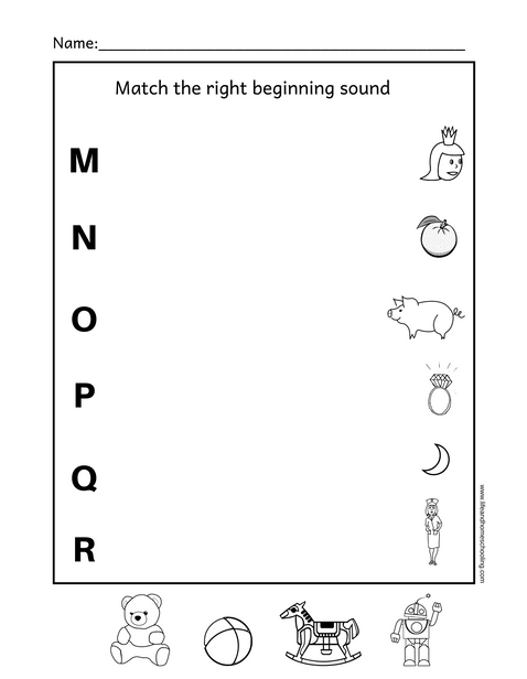 free beginning sound matching worksheet