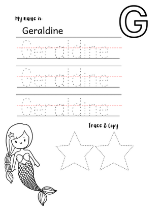 name tracing practice printable for Geraldine