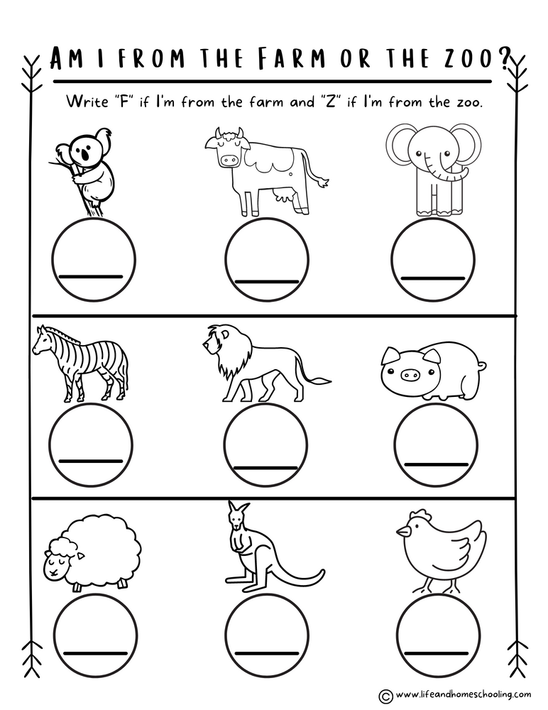 PreschoolKindergarten Science Animals Printable Worksheets