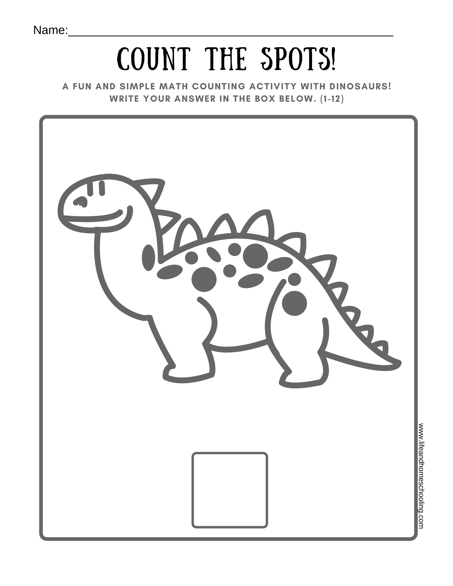 dinosaur counting activity life and homeschooling