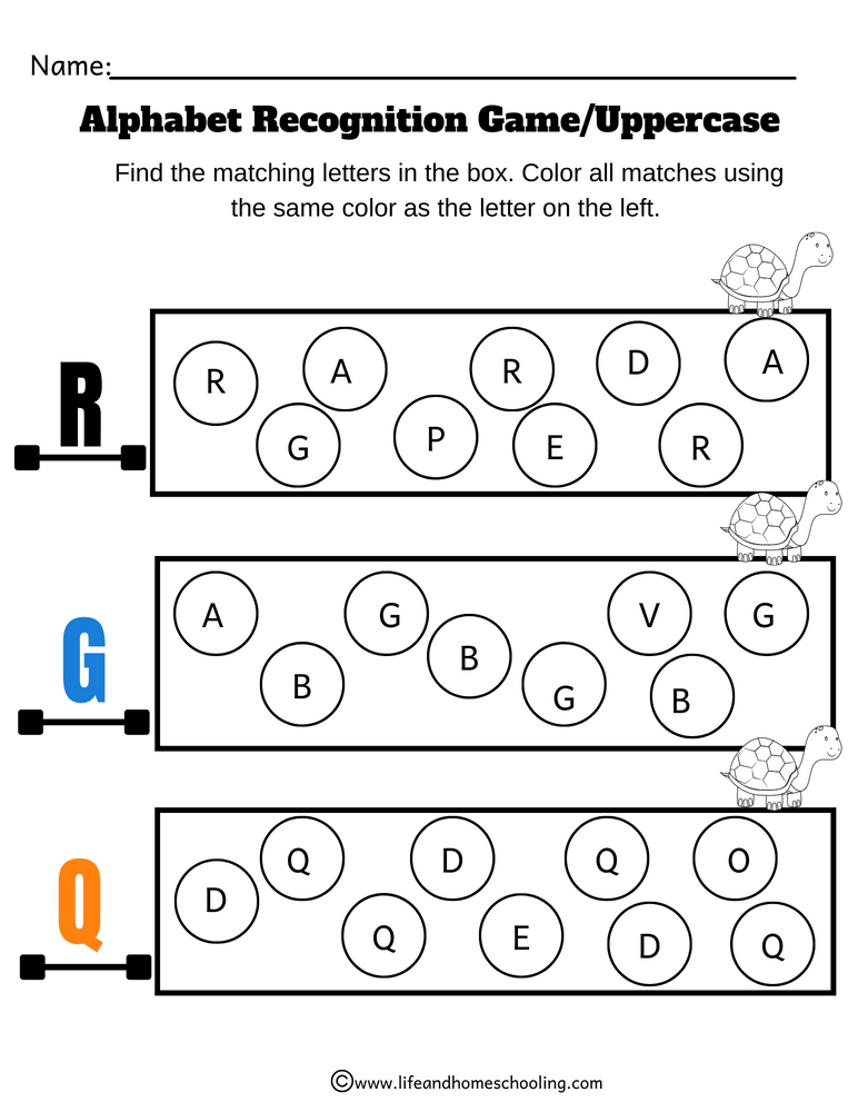 Uppercase Recognition Practice Worksheets