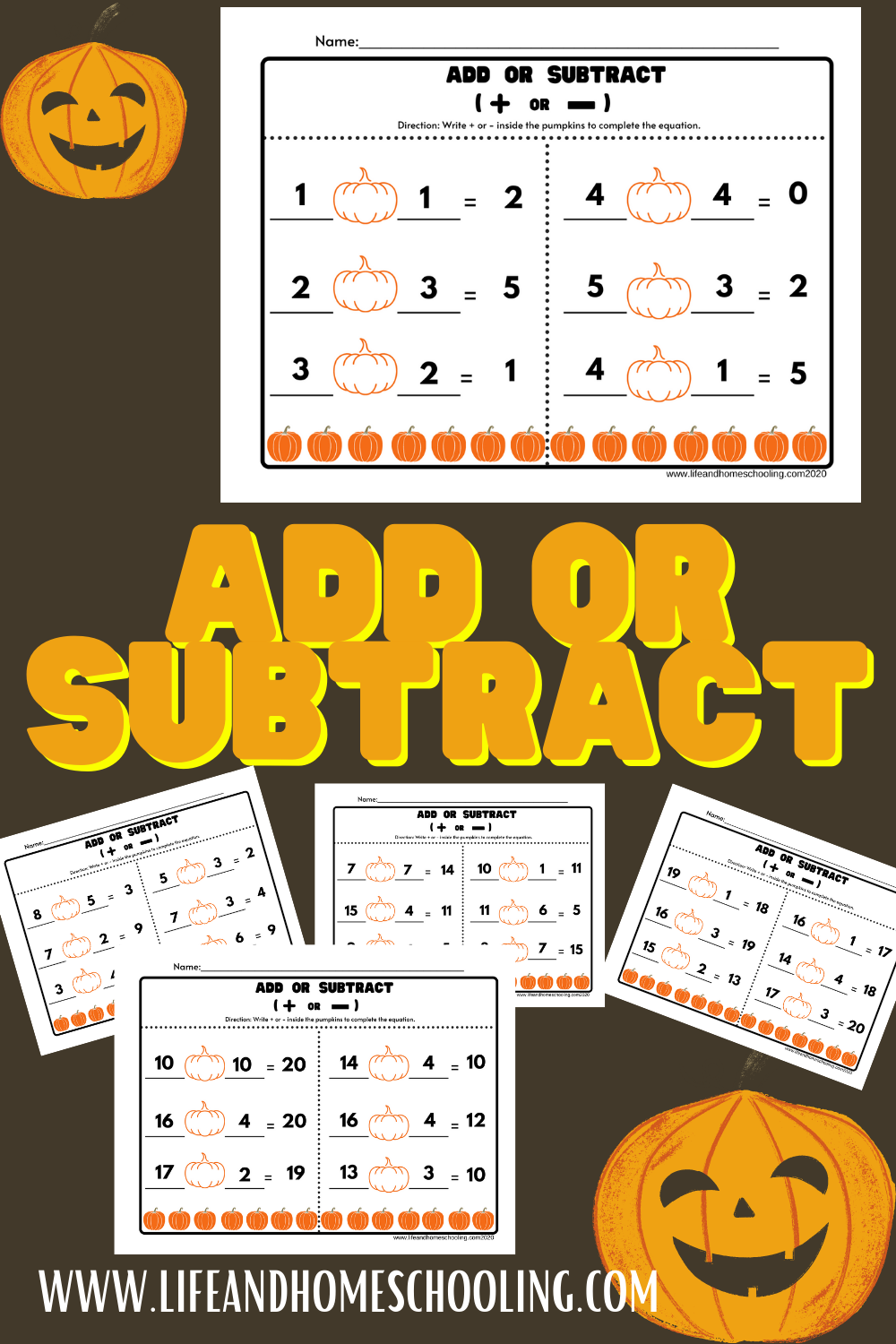 Free add or subtract printable worksheets / life and homeschooling