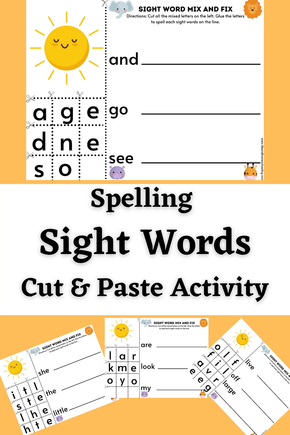 Spelling Sight Words Printable Activity/ Life and Homeschooling