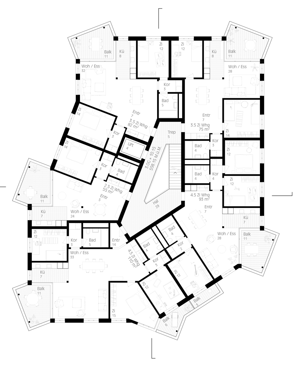 Wohnungsmix wird über flexible Gangschicht organisiert