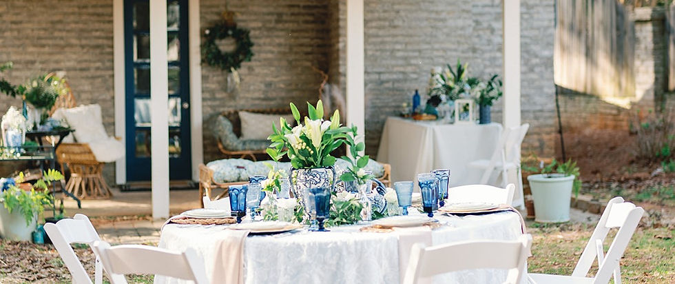 French Cottage Wedding - Blue and White China Plate Rentals