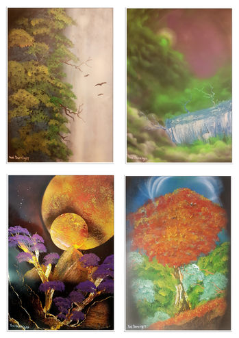 Four-piece Spray Art Painting on paper by Yoni Danziger