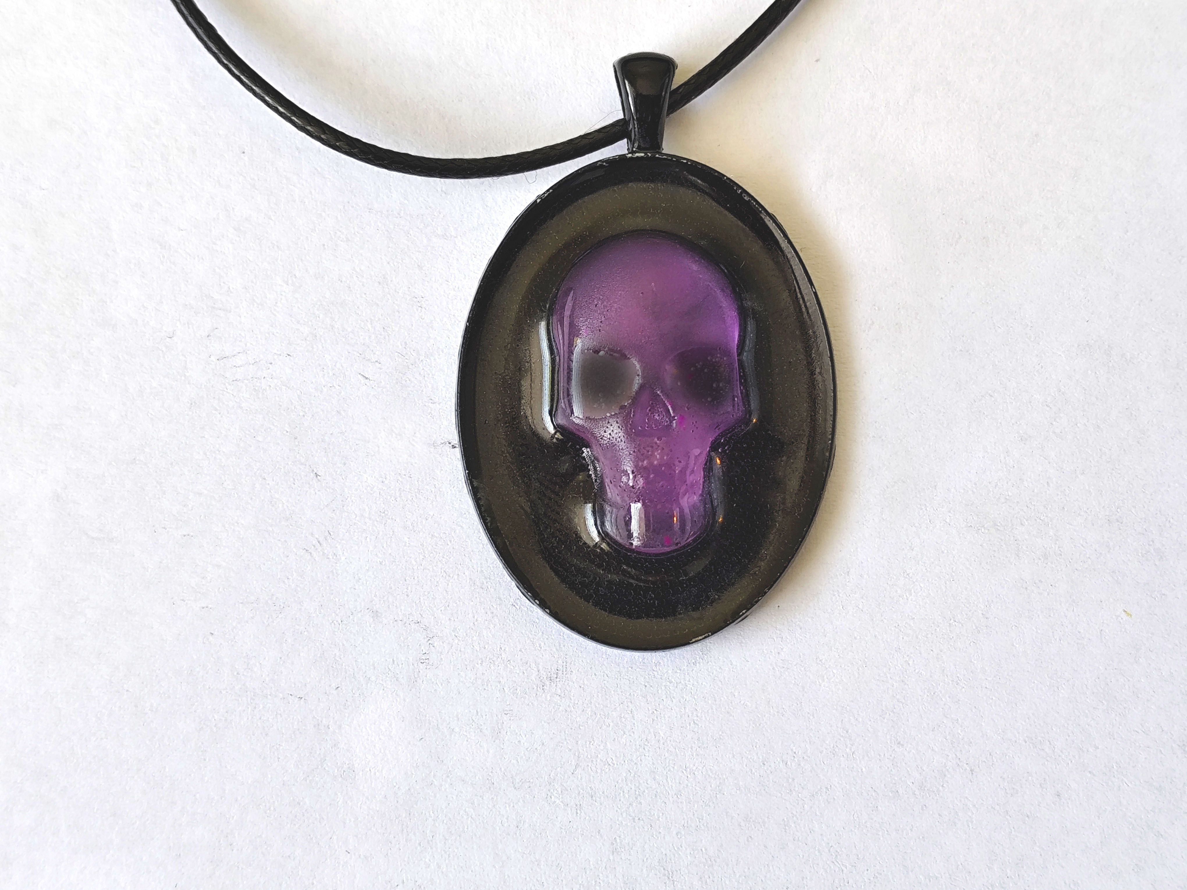Human Skull Necklace purple