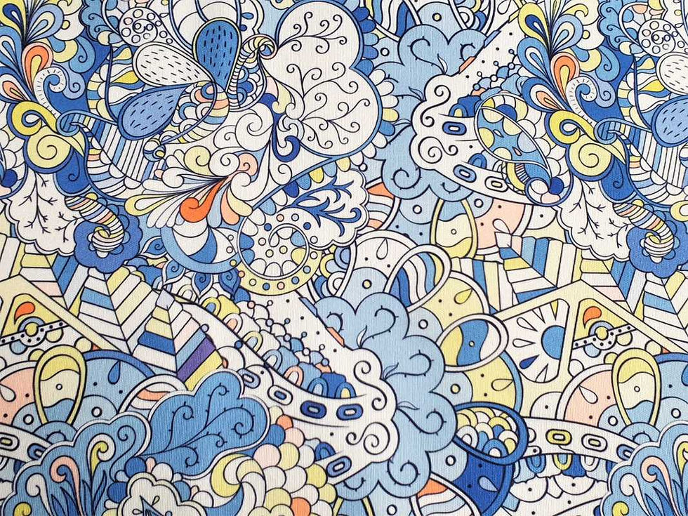 Thumbnail: PUL waterproof fabric, Blue doodles