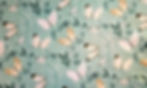 PUL waterproof fabric, White butterflies and foliage on a sage green background