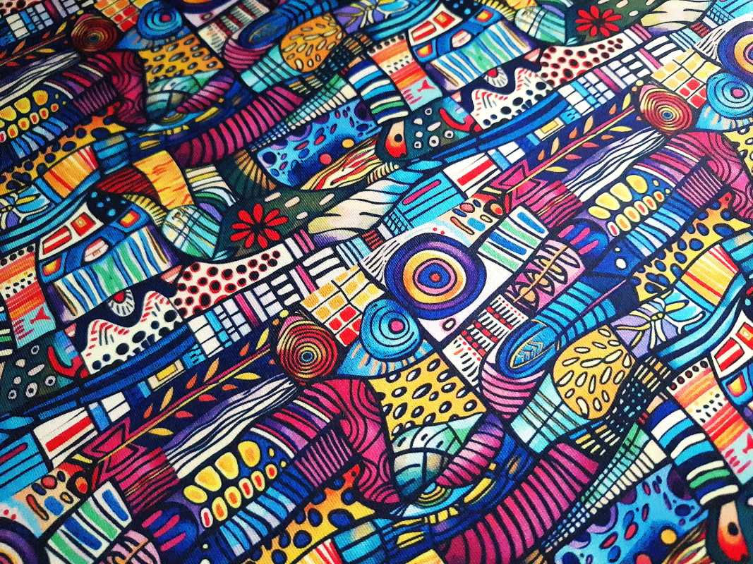 PUL waterproof fabric, vibrant doodles