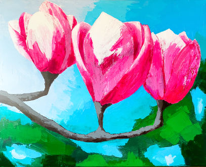 Gemälde aus der Flowers Serie: Magnolie Pink Princess