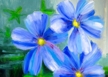 Gemälde aus der Flowers Serie: Lein Nanum Saphir