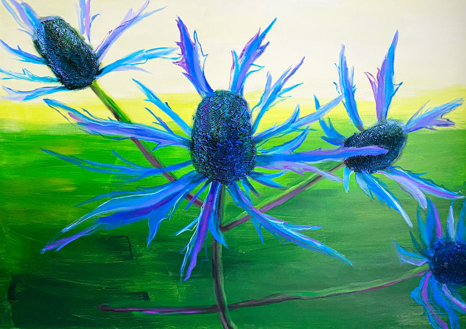 Gemälde aus der Flowers Serie: Edeldistel Big Blue