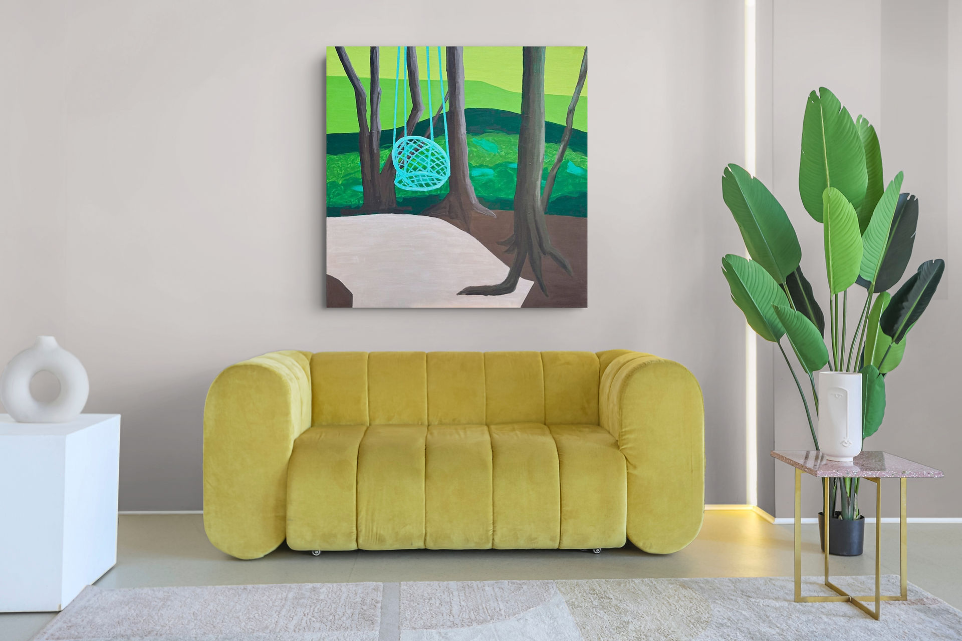 Einrichtungsbeispiel mit Gemälde "Summer Dreams Beneath the Trees"