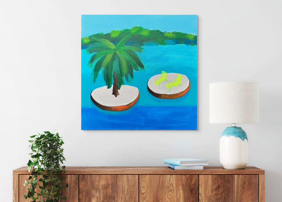 Einrichtungsbeispiel mit Gemälde "Small Islands  -  Summer"