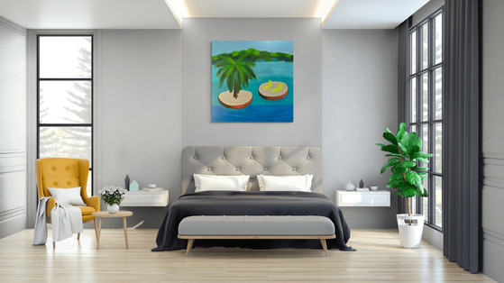 Einrichtungsbeispiel mit Gemälde "Small Islands  -  Summer"