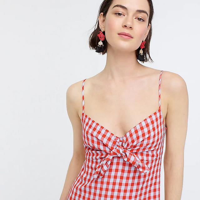 J.Crew Tie Front Dress in Drapey Gingham