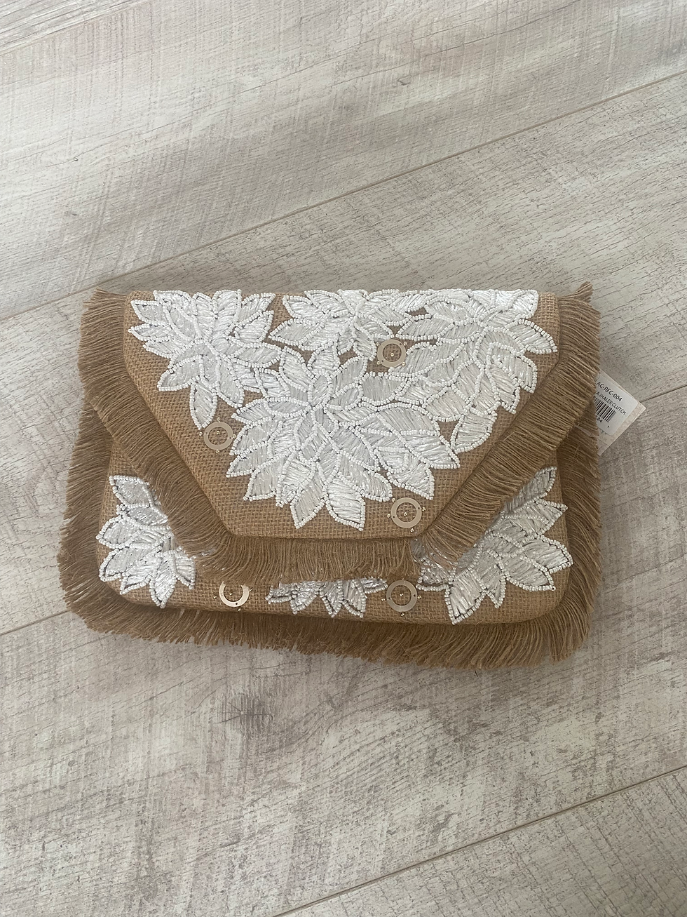 Thumbnail: Floral Fringe Detailing Beaded Clutch