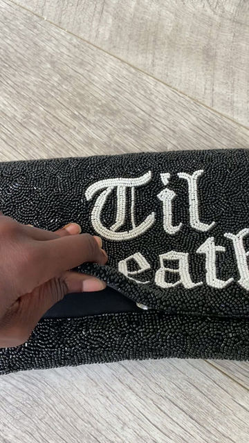 Thumbnail: Til Death Beaded Clutch Bag - Black