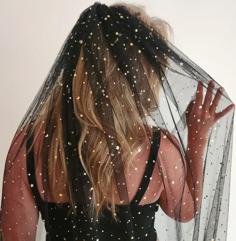 Thumbnail: Nyx Veil - Black - Floor Length 79”