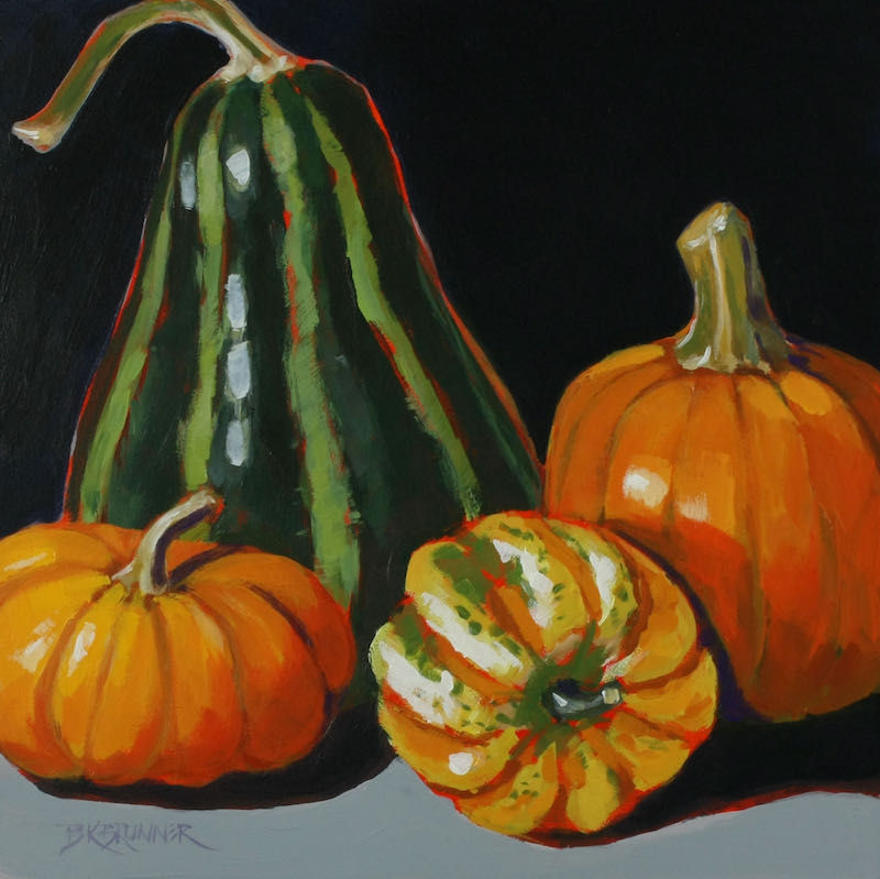 Striped Gourds and Pumpkins