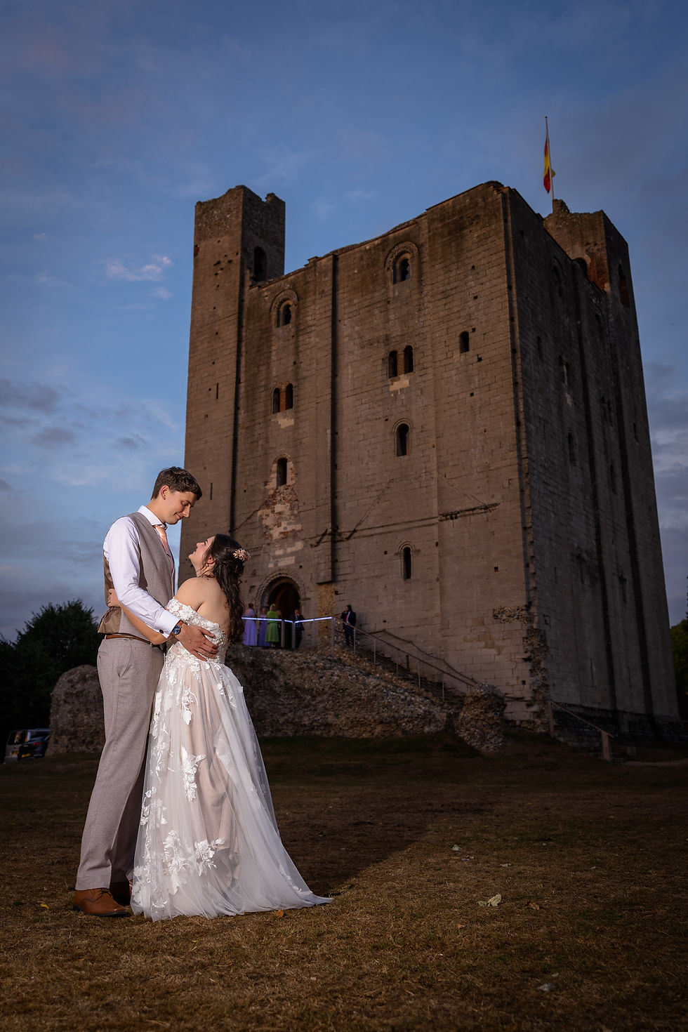 Fine art wedding portraits in the Norman arches at Hedingham Castle Essex
