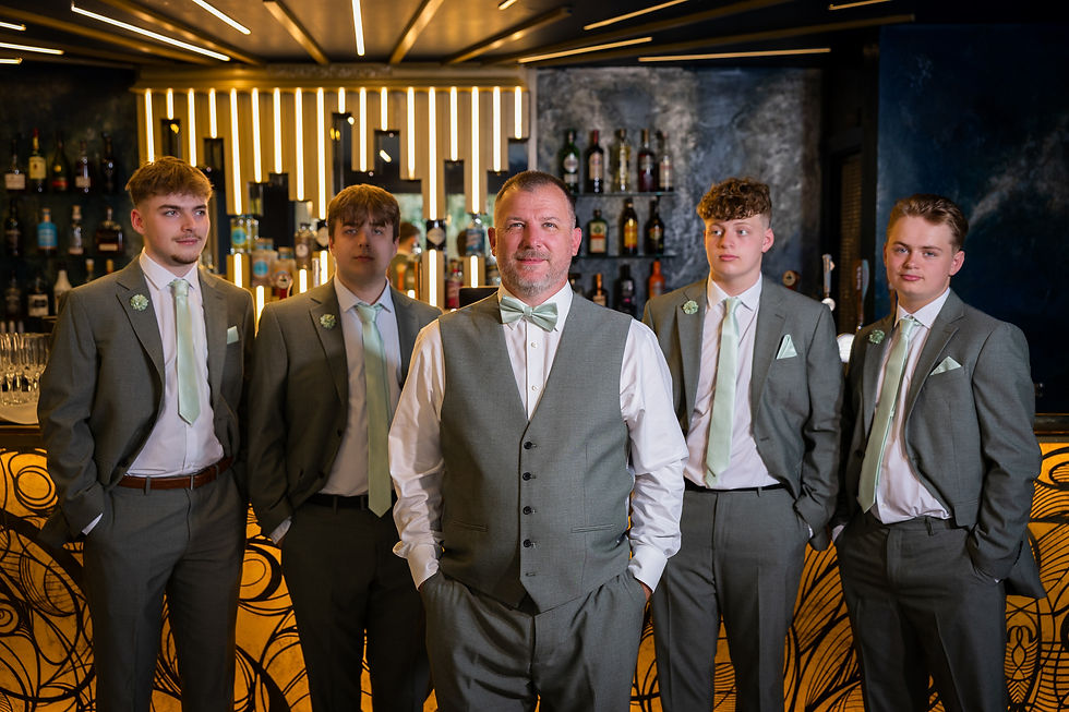 groomsmen in the art deco bar at seckford hall