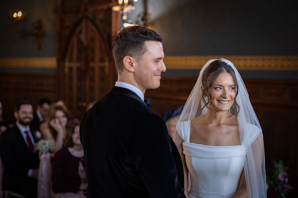 Wedding ceremony in the Gallery at Darcy House, St Osyth Priory, Essex