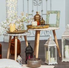 Tunisian home table setup with ceramic objects and small items placed for daily use