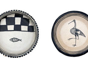 Top view comparison of two 27 cm handmade ceramic bowls showing difference in wall height and usable interior surface