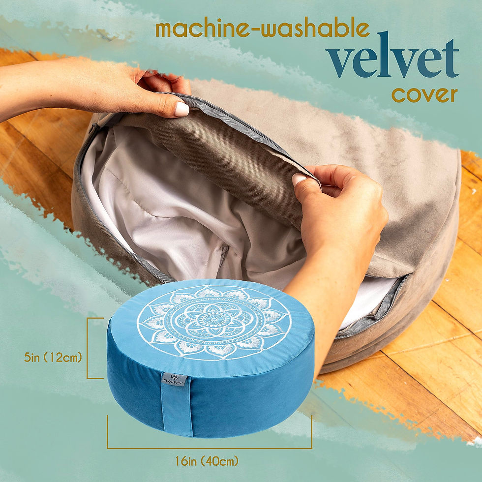 Thumbnail: Florensi Meditation Cushion - Large, Grey, Velvet Cover, Buckwheat Fill, Post...