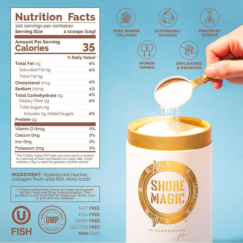 Thumbnail: Shore Magic Premium Marine Collagen Powder Types I-IV | Wild Fish-Sourced, Hy...