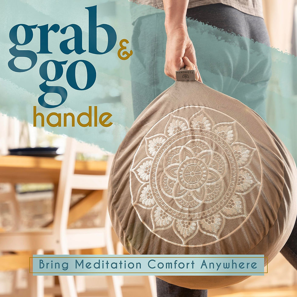 Thumbnail: Florensi Meditation Cushion - Large, Grey, Velvet Cover, Buckwheat Fill, Post...