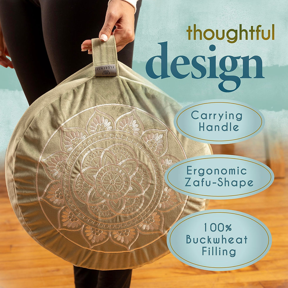 Thumbnail: Florensi Meditation Cushion - Large, Grey, Velvet Cover, Buckwheat Fill, Post...