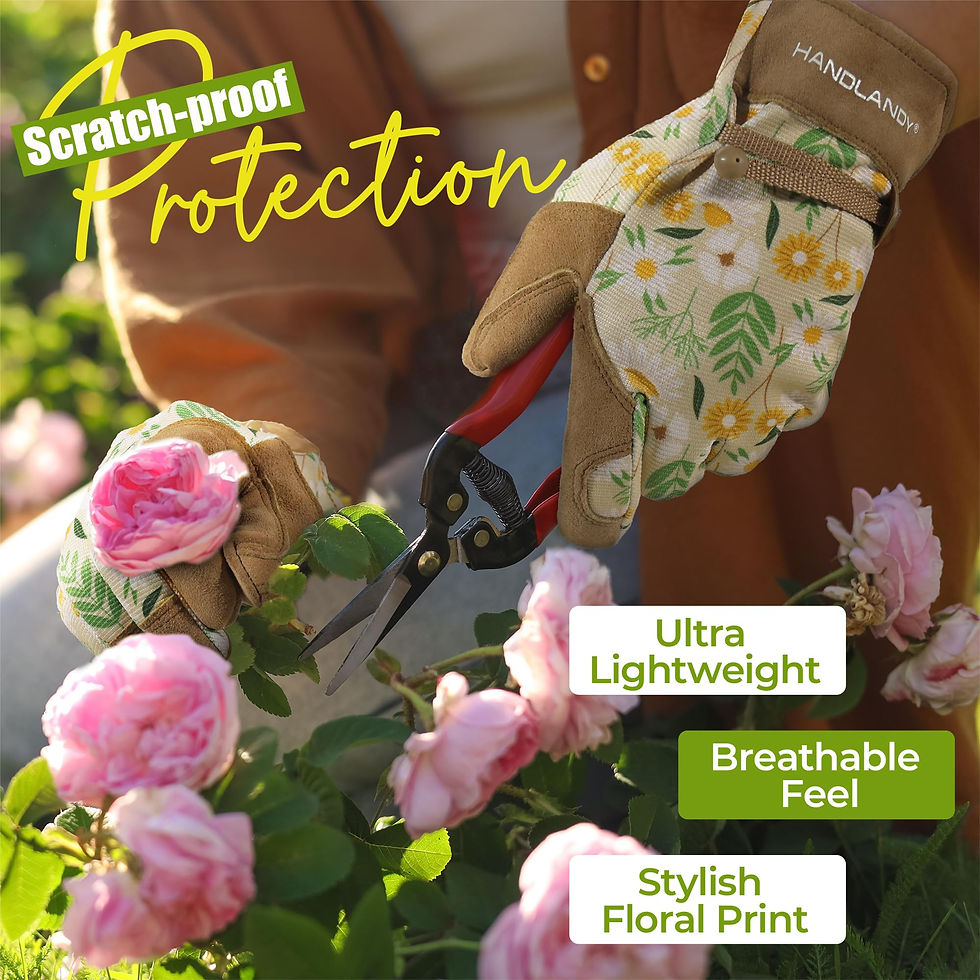Thumbnail: HANDLANDY Gardening Gloves for Women, Breathable Ladies Leather Garden Yard G...