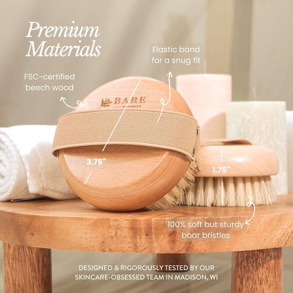 Thumbnail: Bare Botanics Dry Body Brush for Lymphatic Drainage - Improve Circulation w/G...