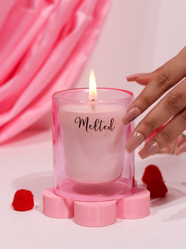 はな キャンドル ピンク Candle pink ginger candle, soy wax candle India, luxury candles online