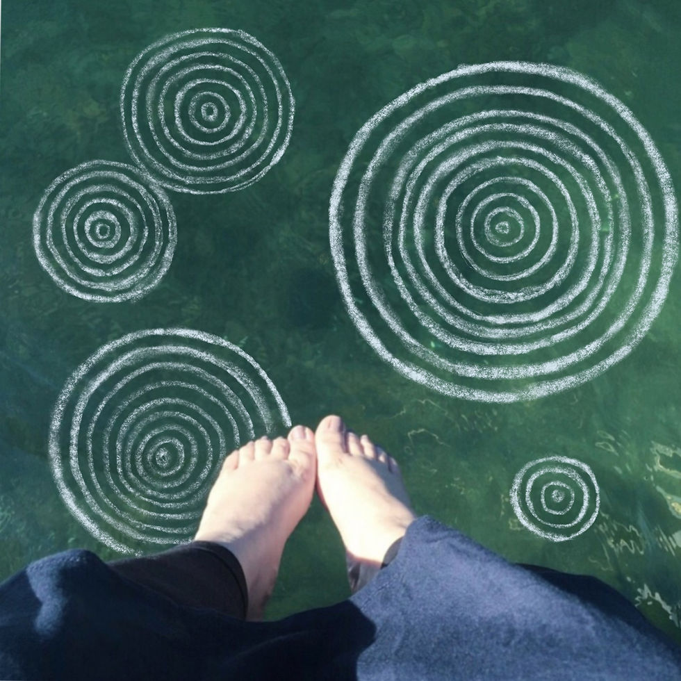 Doodled ripples over water