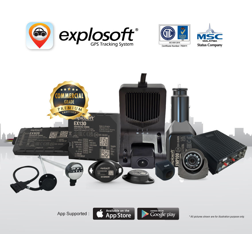 Fleet tracking and dashcam combo in Kuala Lumpur for commercial vehicles, showing GPS tracking, real-time vehicle monitoring, dashcam recording, MDVR, and Fleet Management System support.