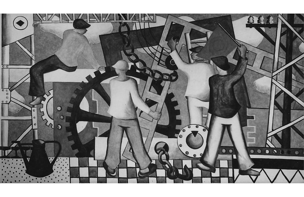 Helmut Symmangk. Studienarbeit, 1958 Wandbild Kasein, 5 x 3m