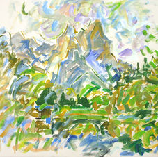 HELMUT SYMMANGK Waxensteine am Riessersee 2017 Acryl auf Leinwand 80,0 x 70,0 cmvom Riessersee aus