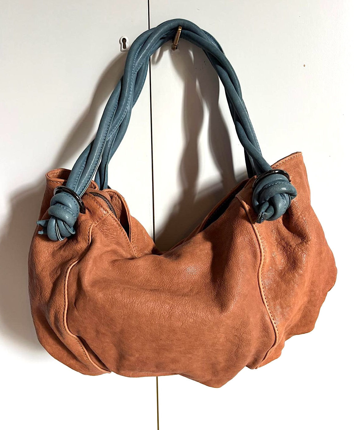 BALL BAG - cognac blue