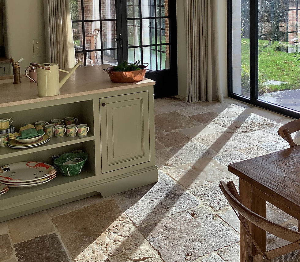 Thumbnail: Antique Burgundy Limestone Tile - First Cut