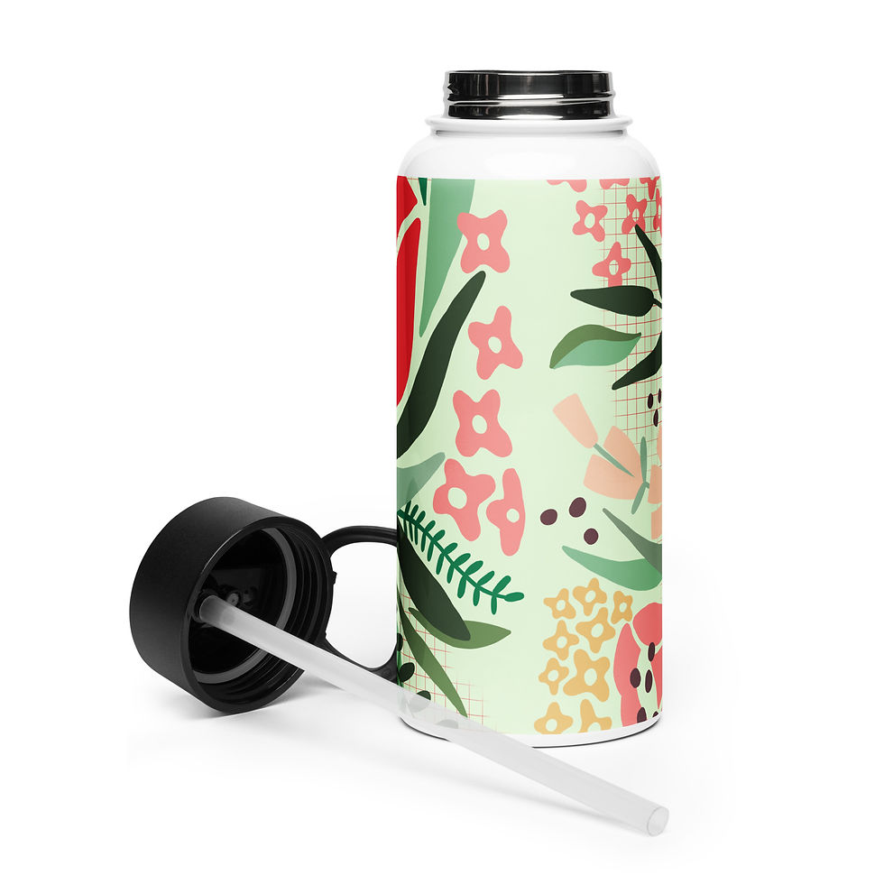 Thumbnail: Stainless steel water bottle with a straw lid