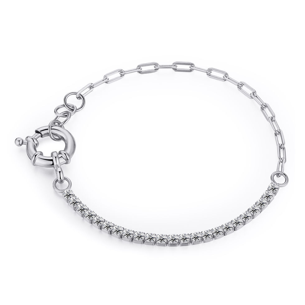 Miniatura: 925 Silver Trendy Lock Half Tennis Half Chain Bracelet