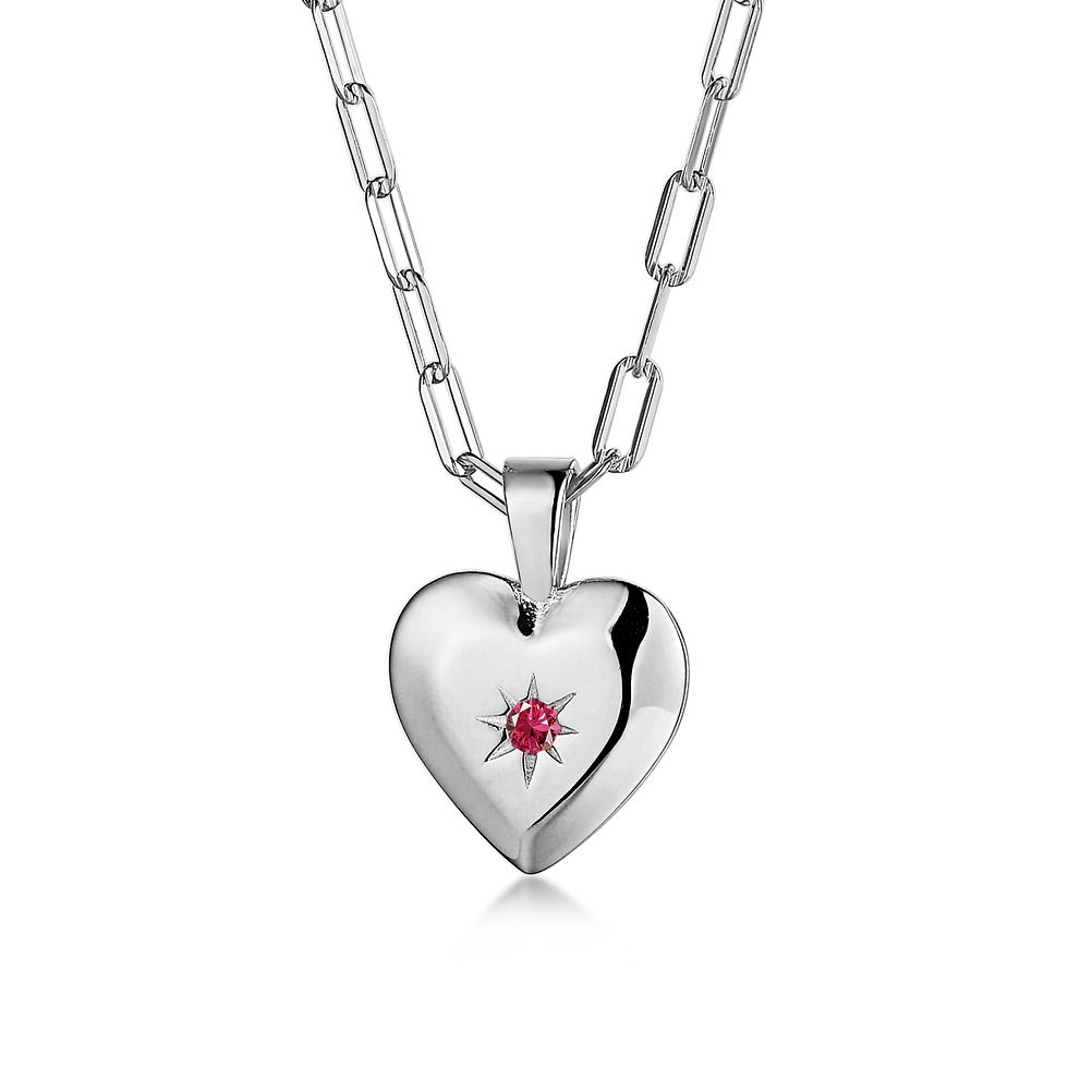 Miniaturbild: 925 Sterling Silver Heart Shape with Stone Necklace