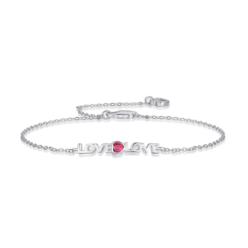 الصورة المصغرة: 925 Sterling Silver Love with Heart Bracelet