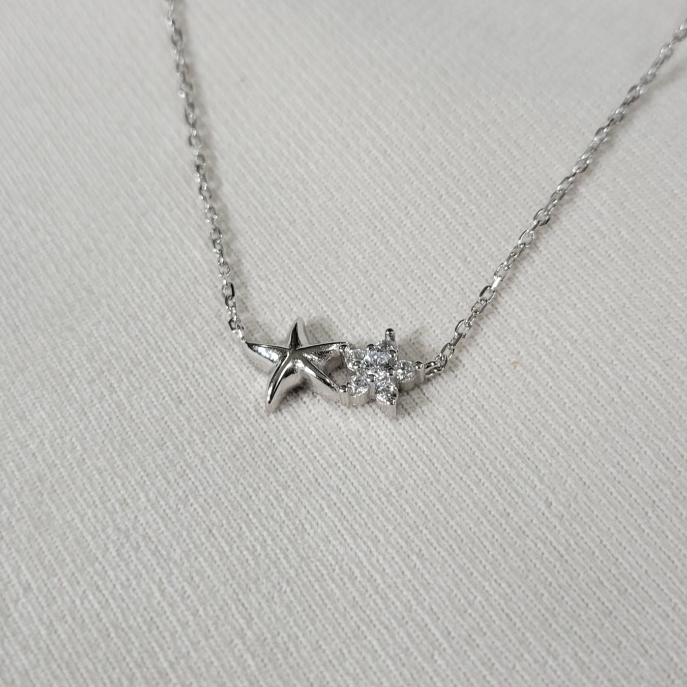 Double Star Silver Necklace