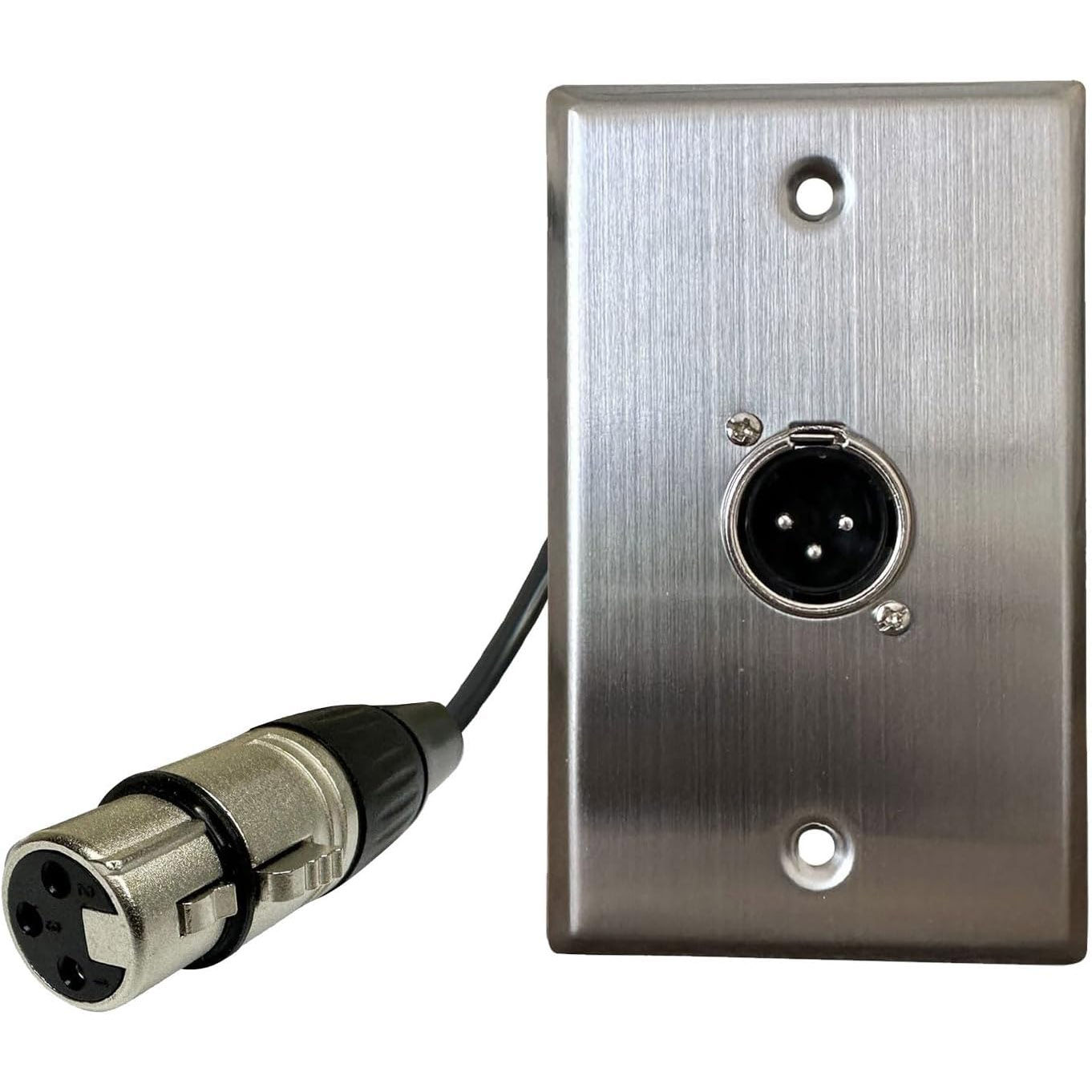 Solderless XLR Wall Plate - Male to Female 1 Port