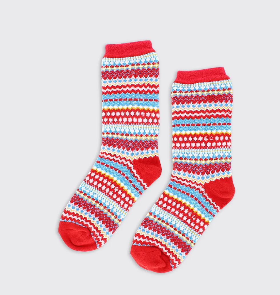 Brooke Fairisle Cabin Socks - Red